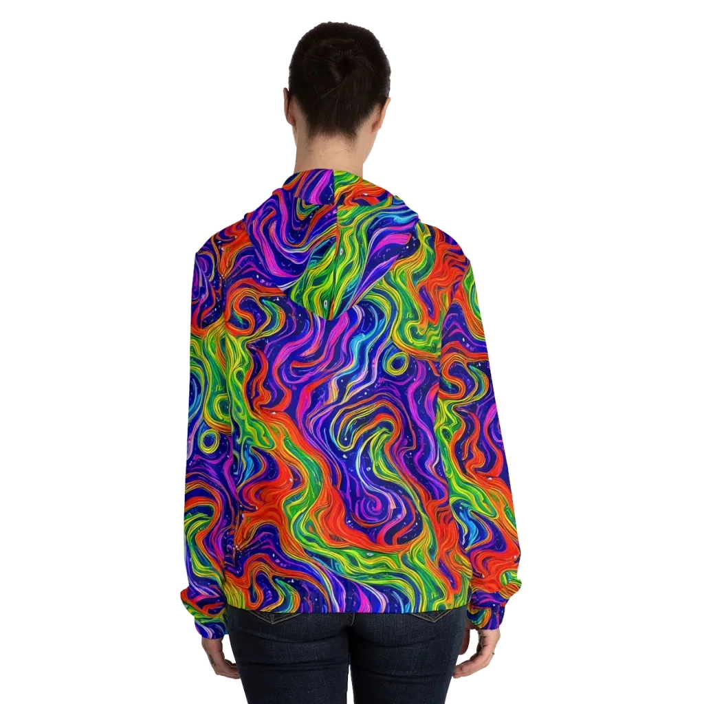 Kaleidoscope Tide on Women's Full-Zip Hoodie — Back On Person