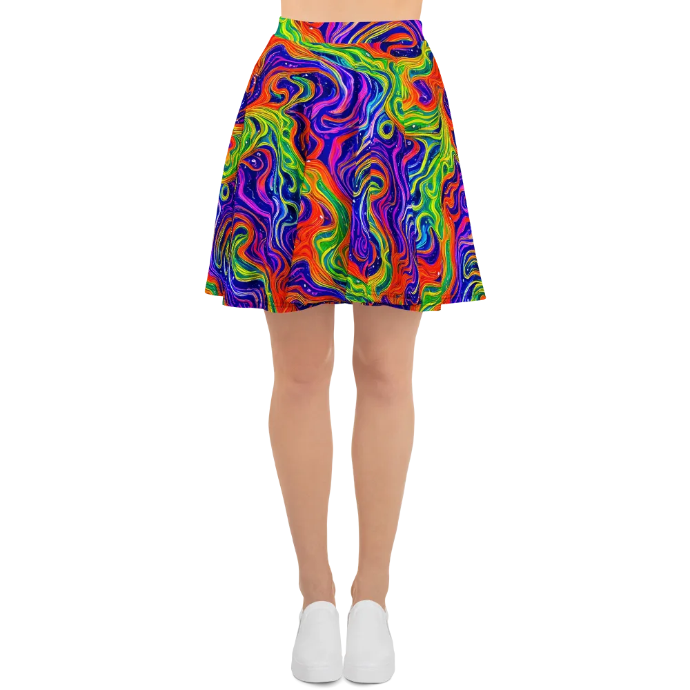 Kaleidoscope Tide on Skater Skirt — Front
