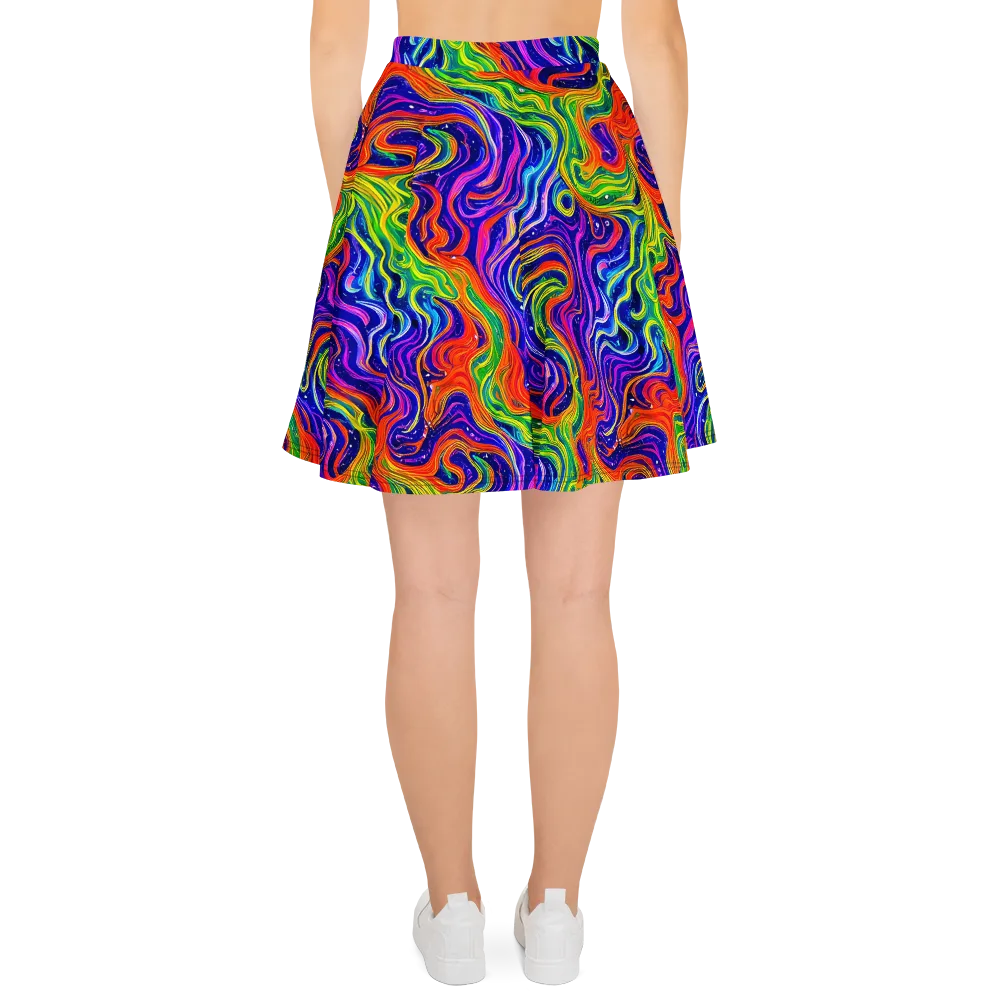 Kaleidoscope Tide on Skater Skirt — Back