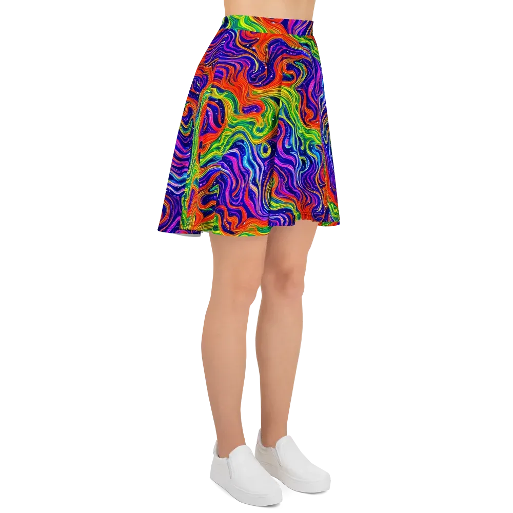 Kaleidoscope Tide on Skater Skirt — Right