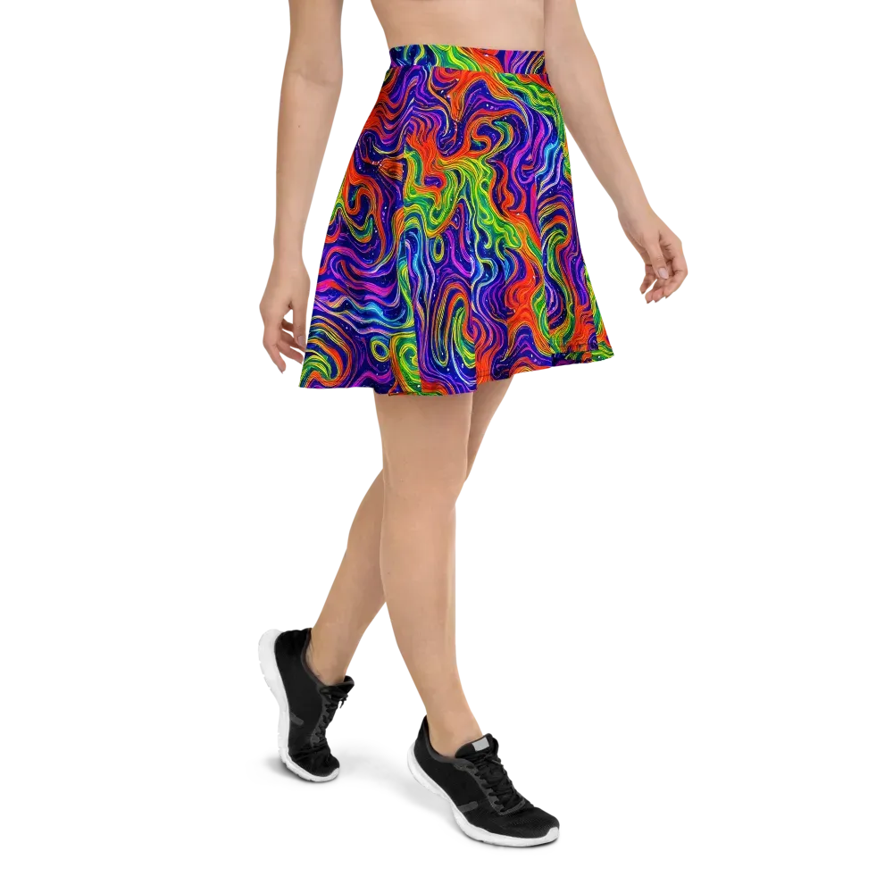 Kaleidoscope Tide on Skater Skirt — Right