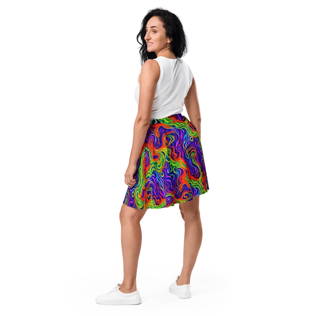 Kaleidoscope Tide on Skater Skirt — Back