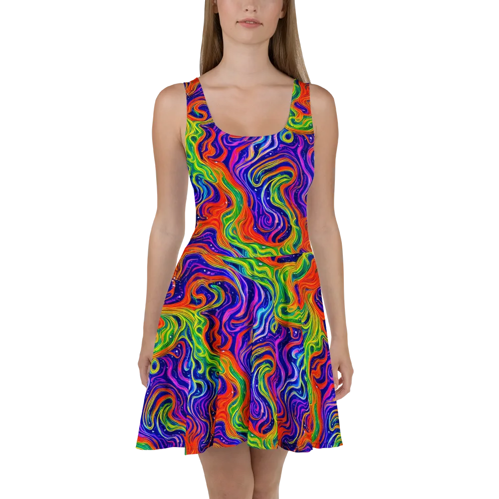 Kaleidoscope Tide on Skater Dress — Front