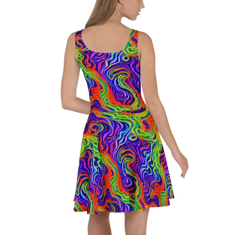 Kaleidoscope Tide on Skater Dress — Back