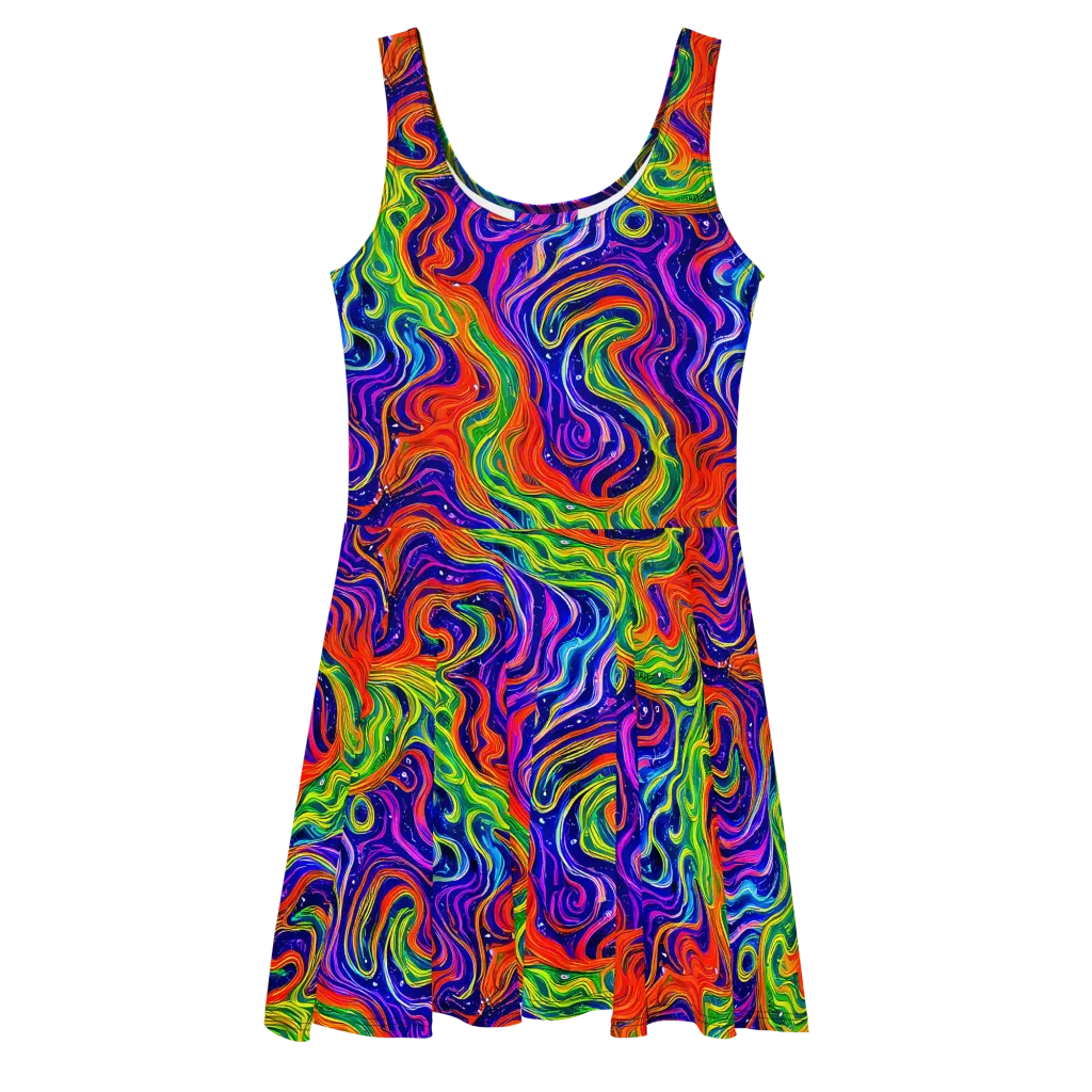 Kaleidoscope Tide on Skater Dress — Front