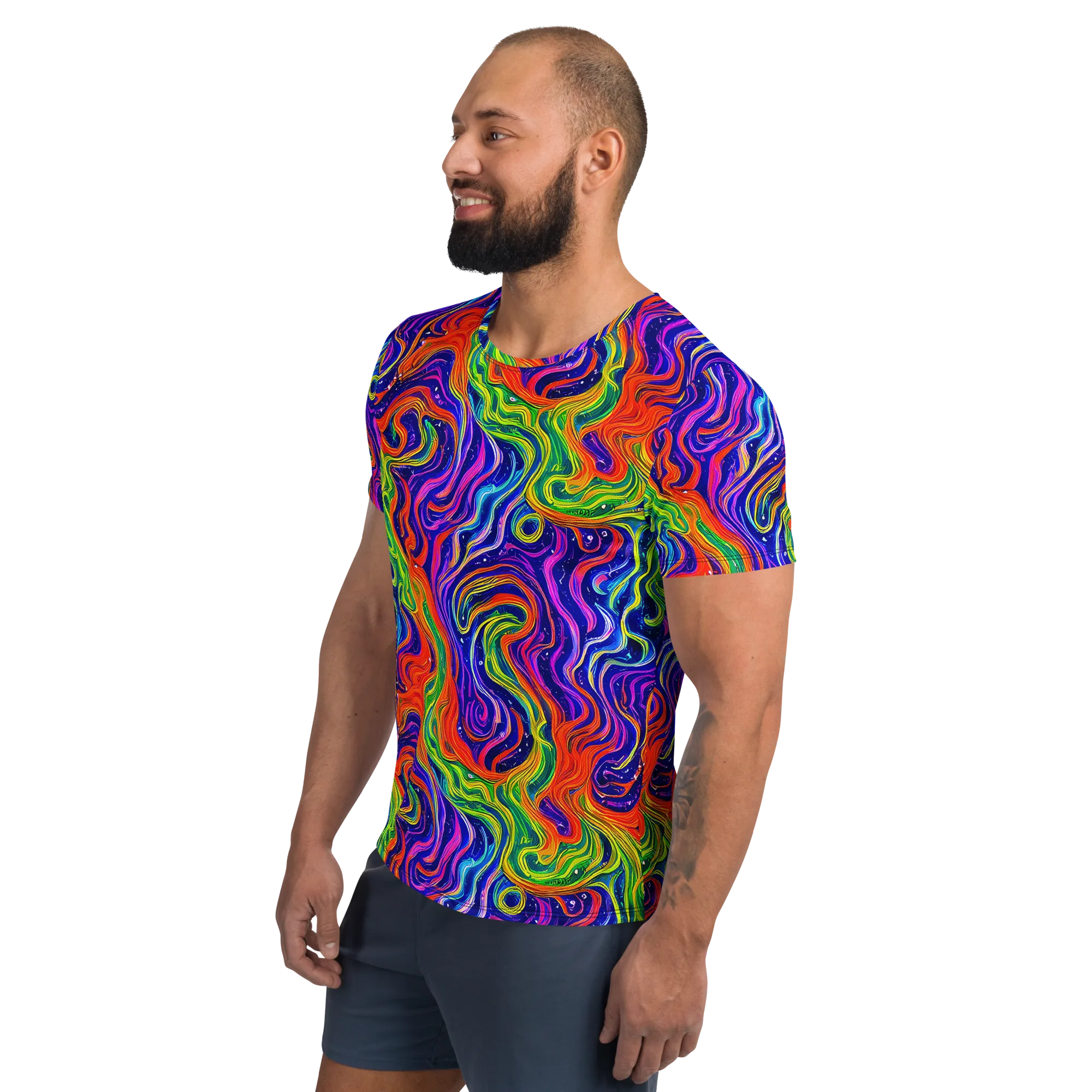 Kaleidoscope Tide on Men's Athletic T-Shirt — Left