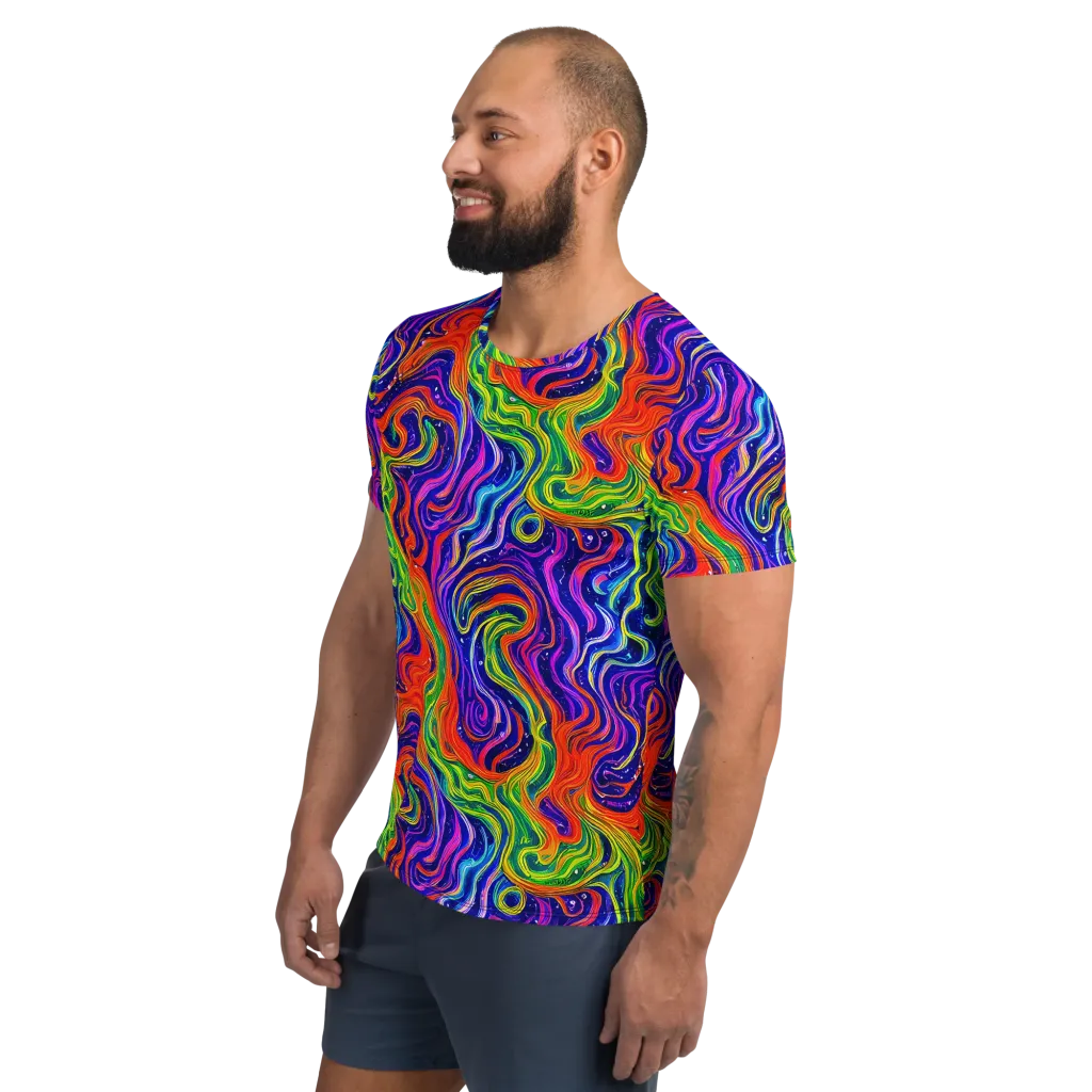 Kaleidoscope Tide on Men's Athletic T-Shirt — Left