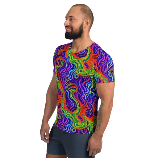 Kaleidoscope Tide on a Men's Athletic T-Shirt