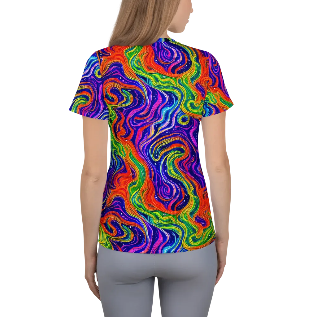 Kaleidoscope Tide on Women's Athletic T-Shirt — Back