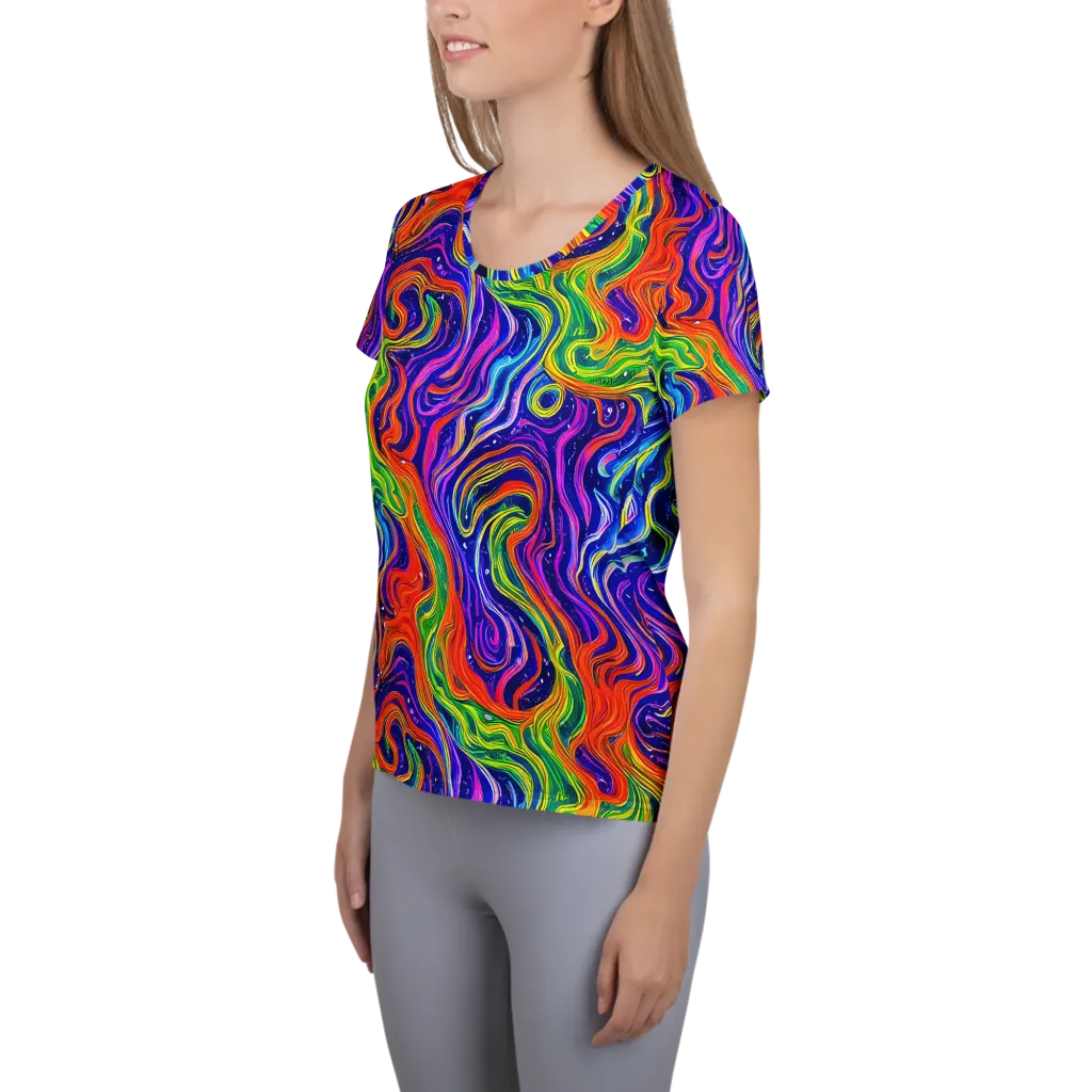 Kaleidoscope Tide on Women's Athletic T-Shirt — Left