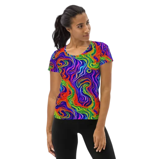 Kaleidoscope Tide on a Women's Athletic T-Shirt