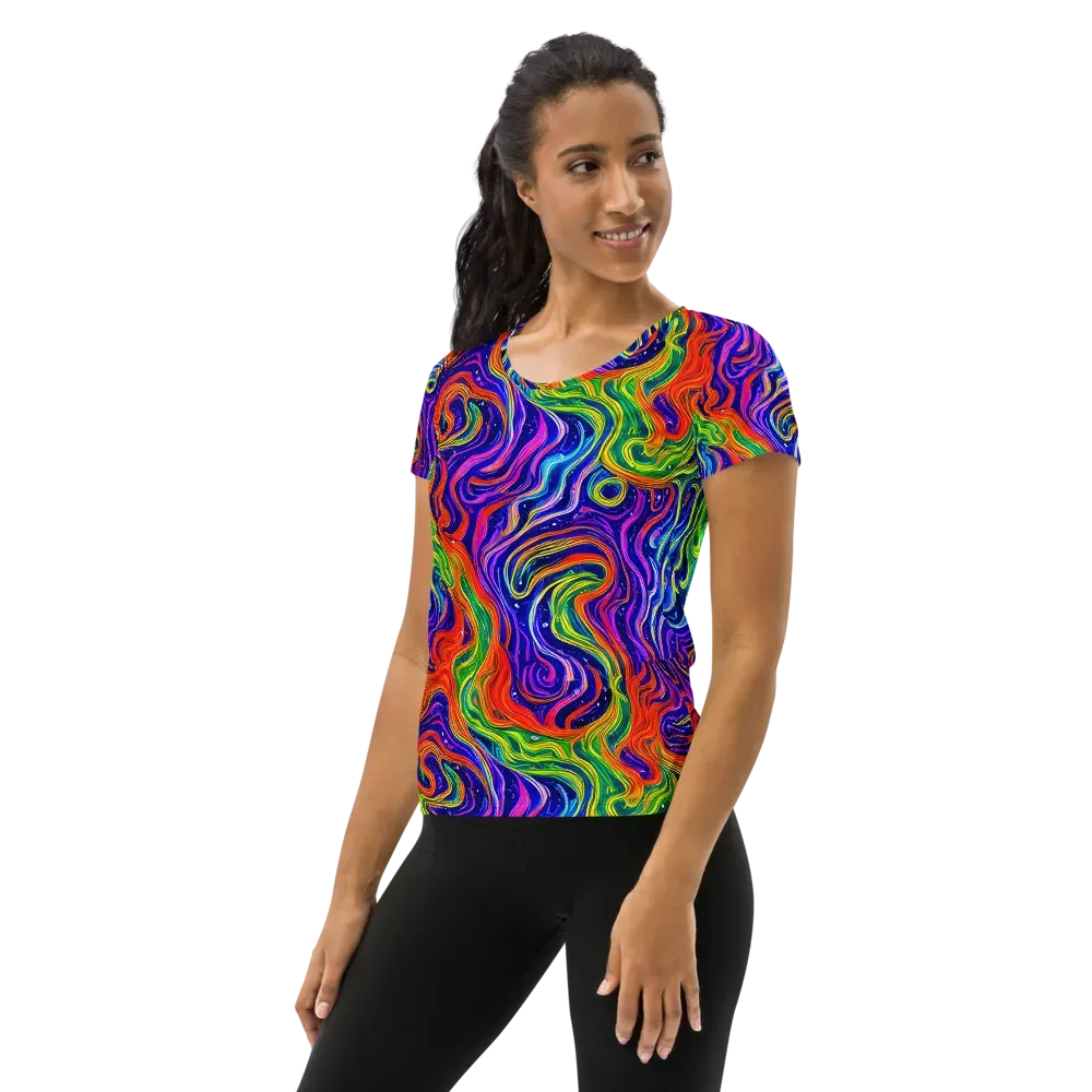 Kaleidoscope Tide on Women's Athletic T-Shirt — Left