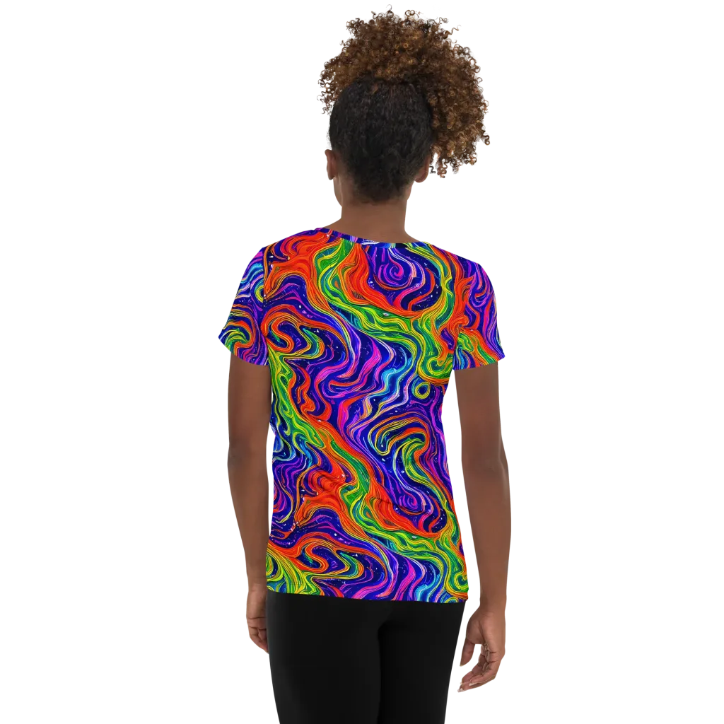 Kaleidoscope Tide on Women's Athletic T-Shirt — Back