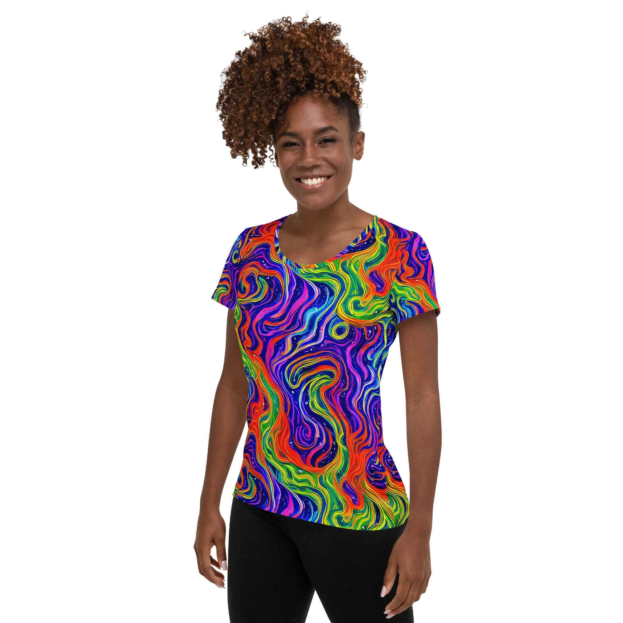 Kaleidoscope Tide on Women's Athletic T-Shirt — Left