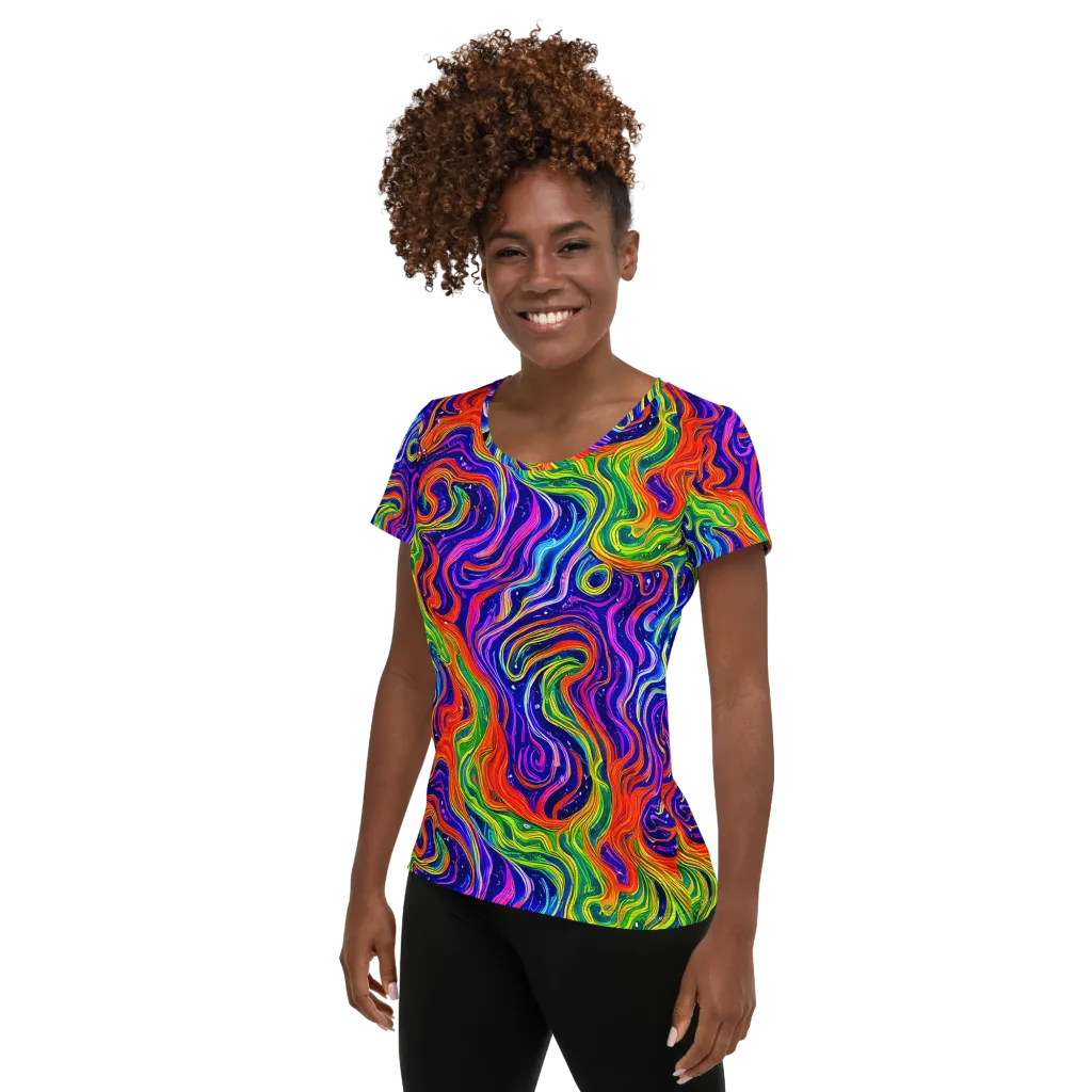 Kaleidoscope Tide on Women's Athletic T-Shirt — Left