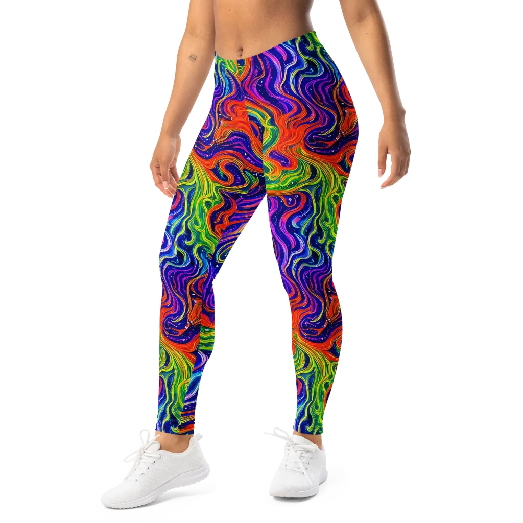 Kaleidoscope Tide on Leggings — Left Front