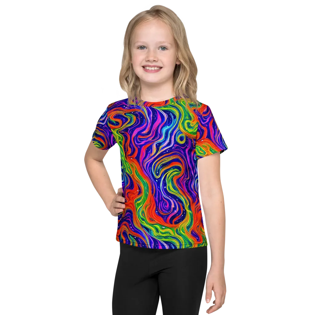 Kaleidoscope Tide on Kids Crew Neck T-Shirt — Front