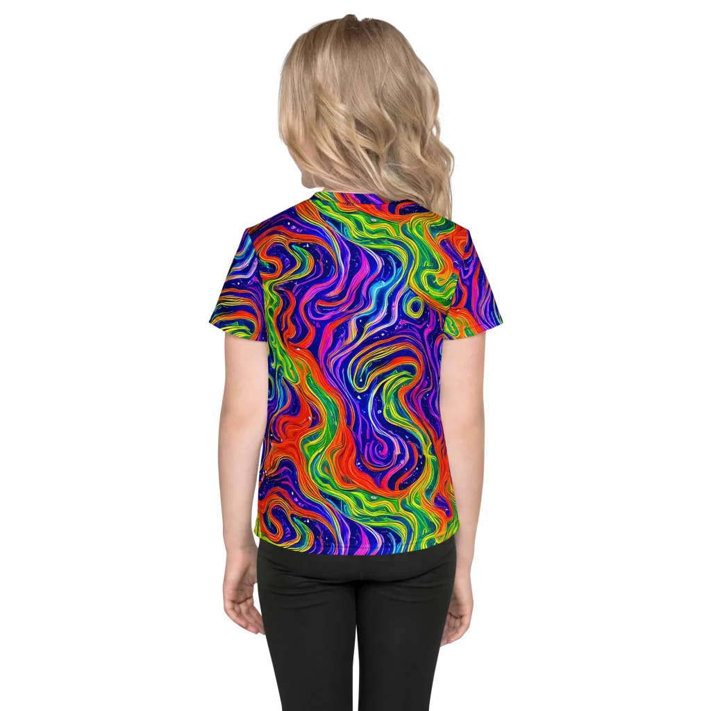 Kaleidoscope Tide on Kids Crew Neck T-Shirt — Back