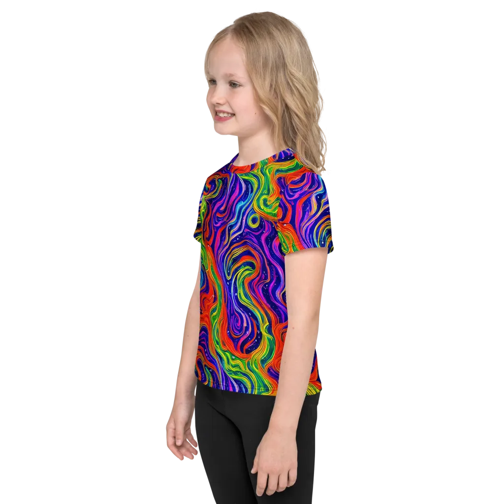 Kaleidoscope Tide on Kids Crew Neck T-Shirt — Left