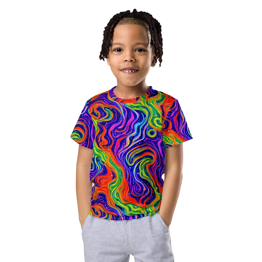 Kaleidoscope Tide on Kids Crew Neck T-Shirt — Front