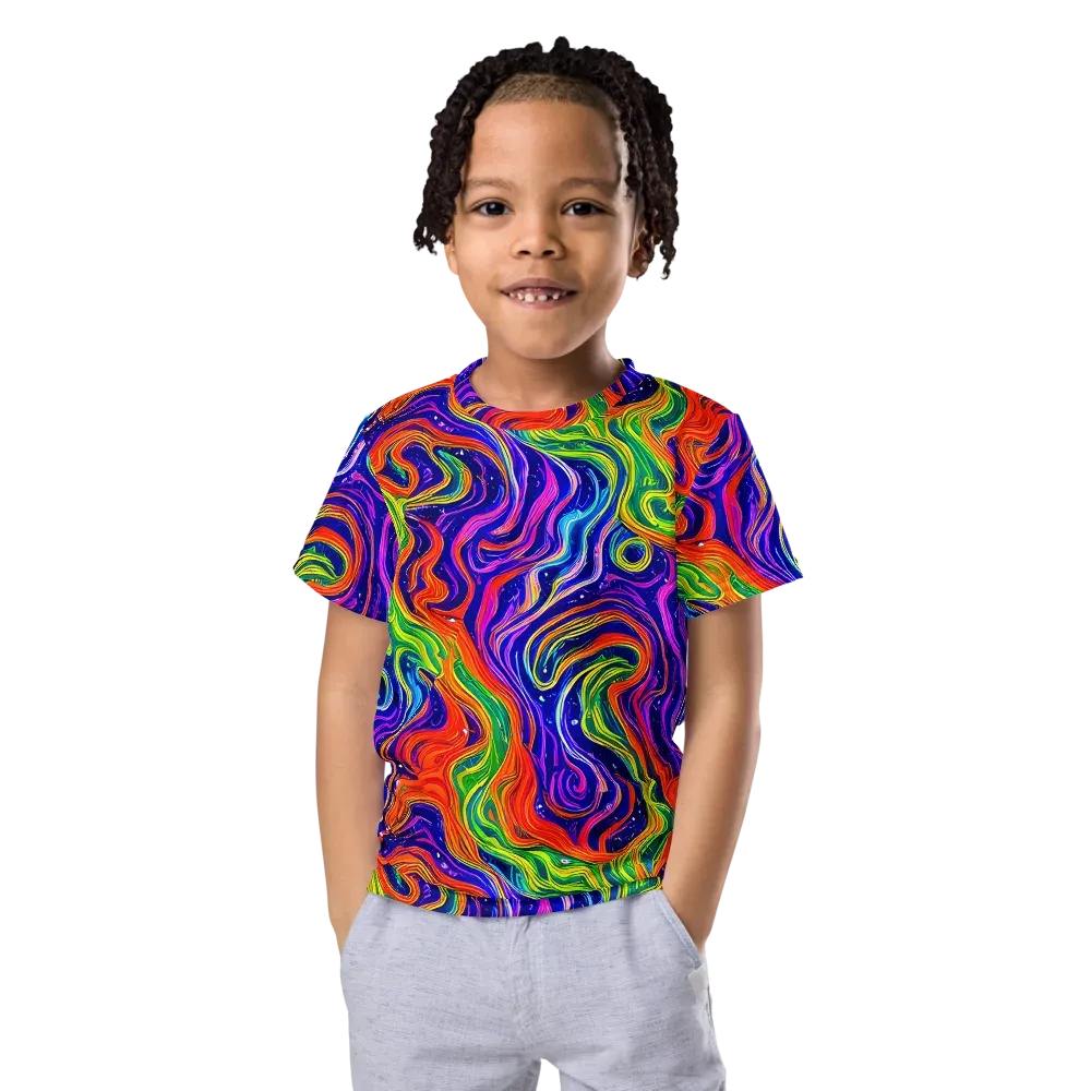 Kaleidoscope Tide on Kids Crew Neck T-Shirt — Front