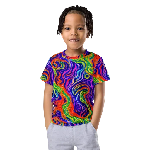 Kaleidoscope Tide on a Kids Crew Neck T-Shirt