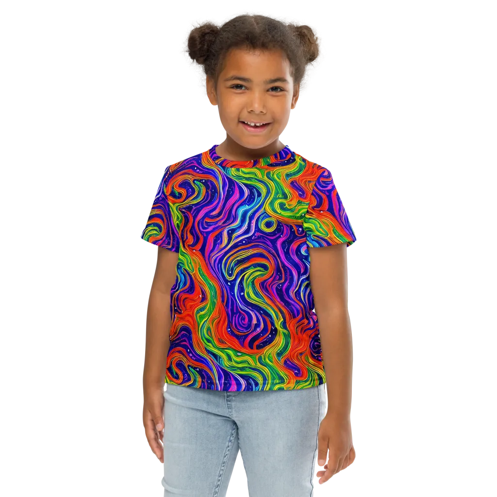 Kaleidoscope Tide on Kids Crew Neck T-Shirt — Front