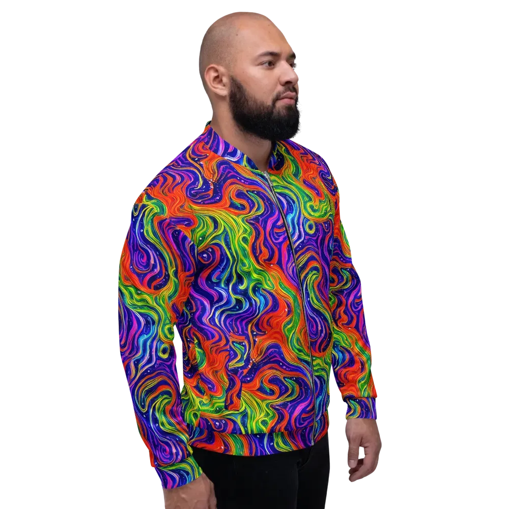 Kaleidoscope Tide on Bomber Jacket — Right
