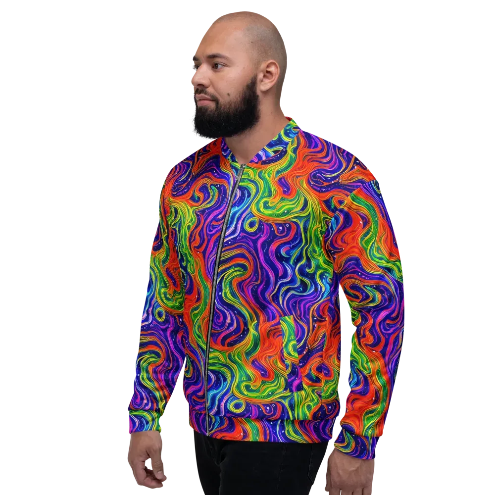 Kaleidoscope Tide on Bomber Jacket — Left