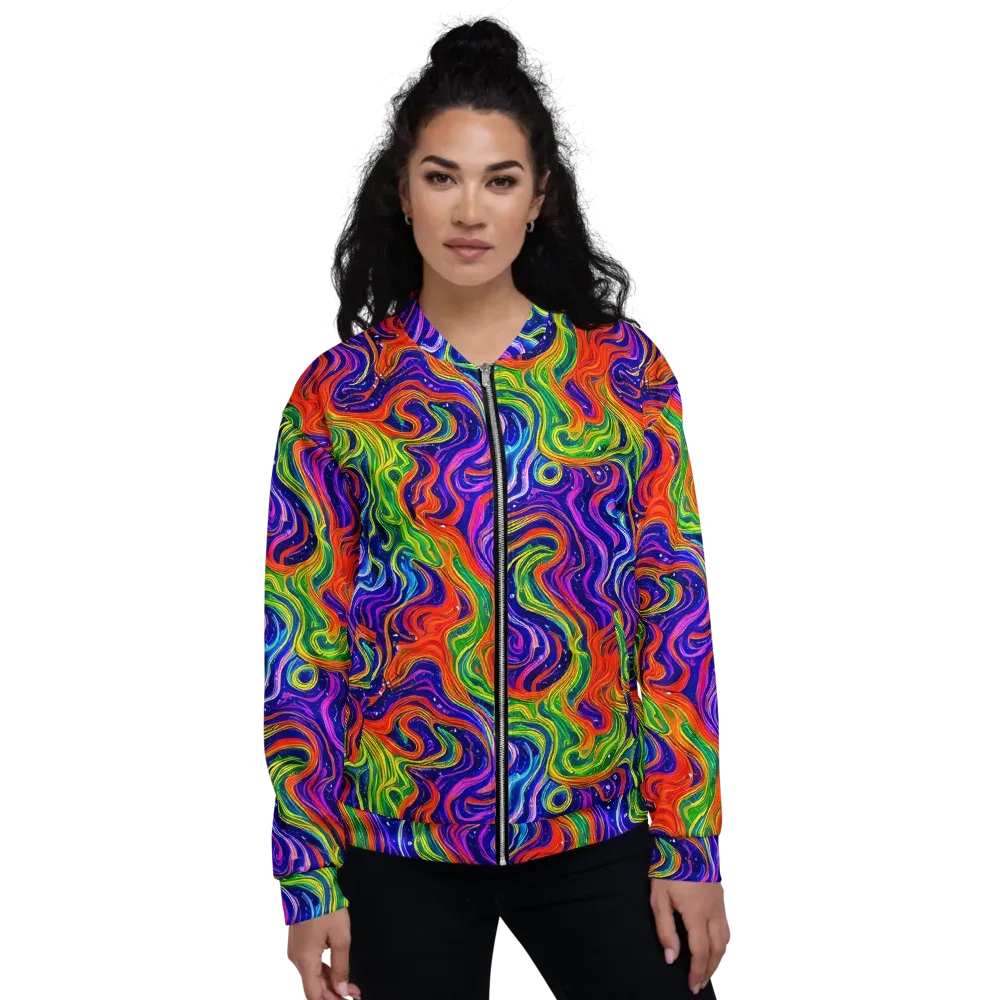 Kaleidoscope Tide on Bomber Jacket — Front