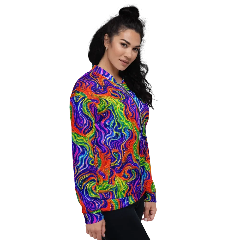 Kaleidoscope Tide on Bomber Jacket — Right