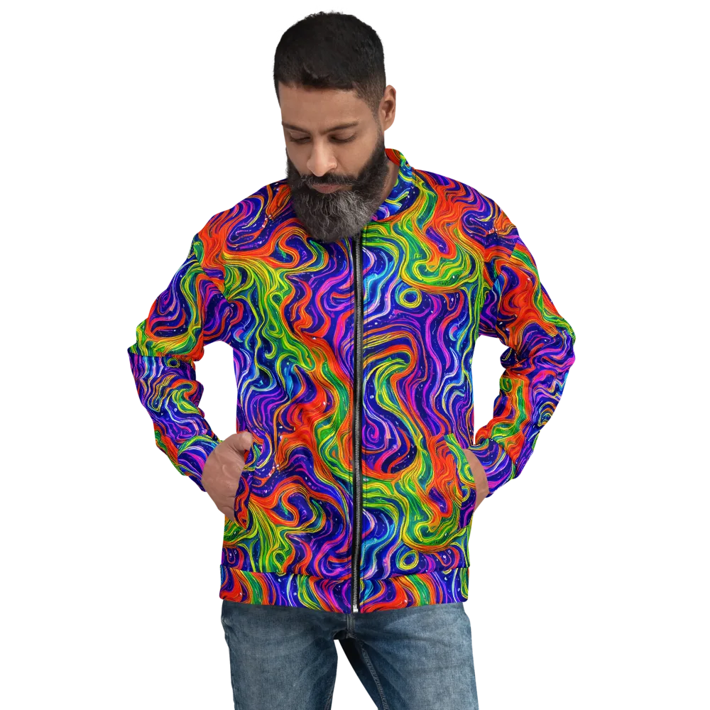 Kaleidoscope Tide on Bomber Jacket — Front