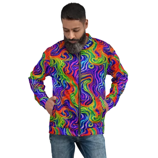 Kaleidoscope Tide on a Bomber Jacket