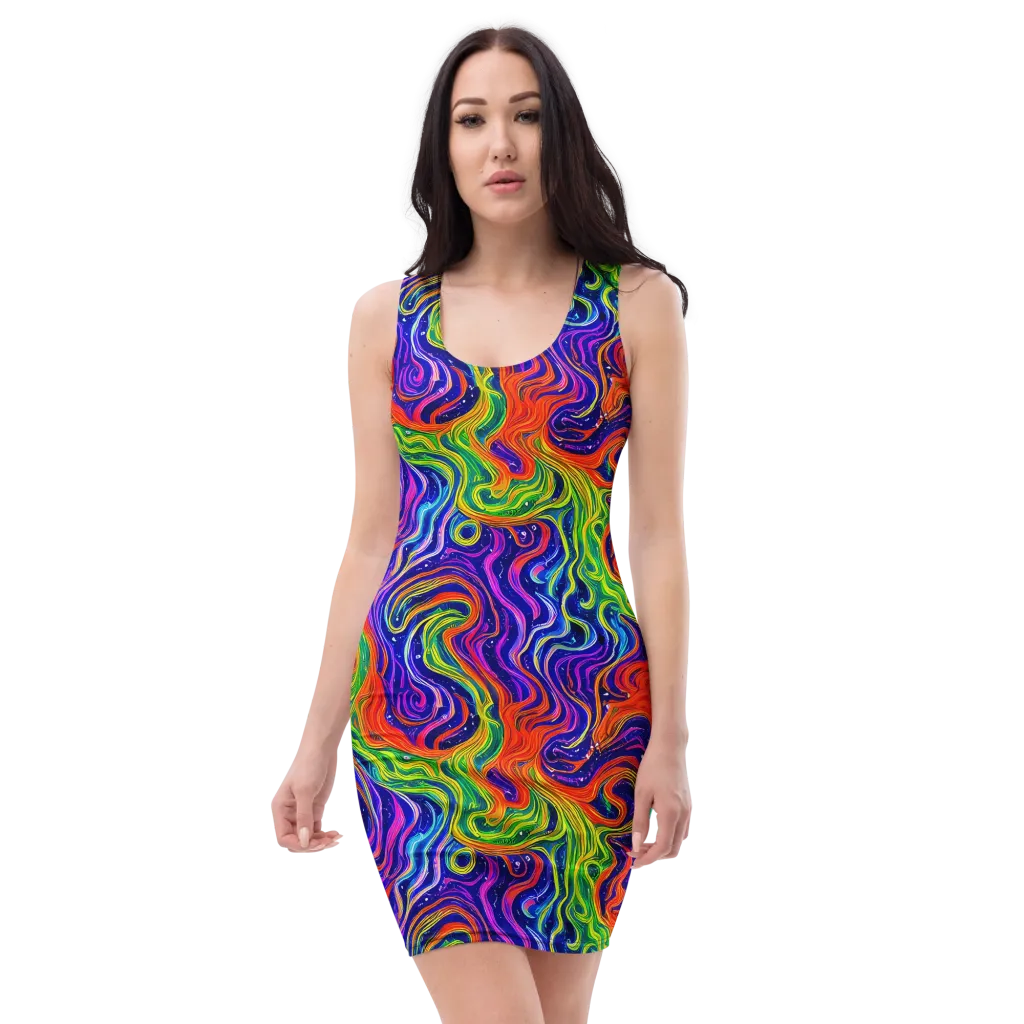 Kaleidoscope Tide on Bodycon Dress — Front