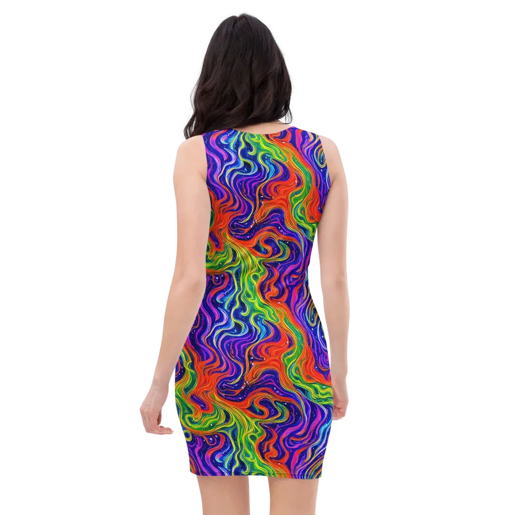 Kaleidoscope Tide on Bodycon Dress — Back