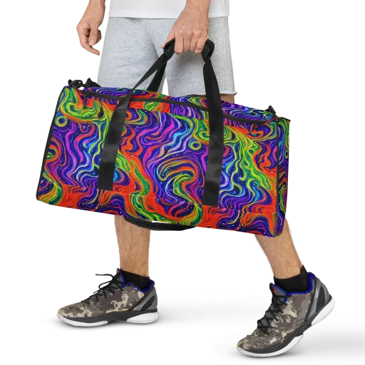 Kaleidoscope Tide on a Duffle Bag