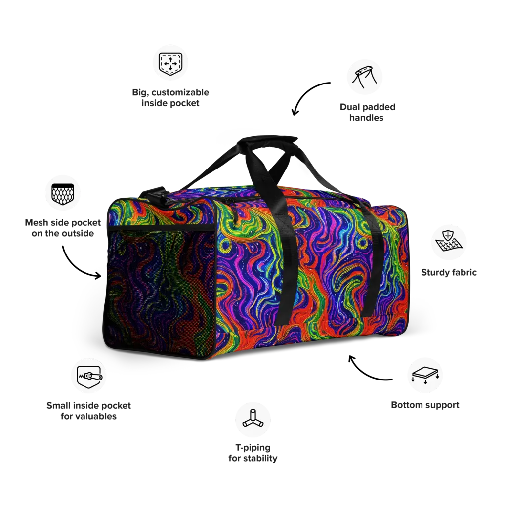 Kaleidoscope Tide on Duffle Bag — Right Front
