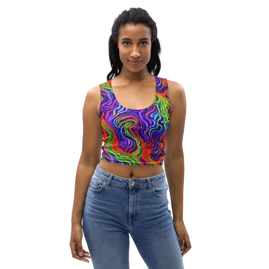 Kaleidoscope Tide on Crop Top — Front
