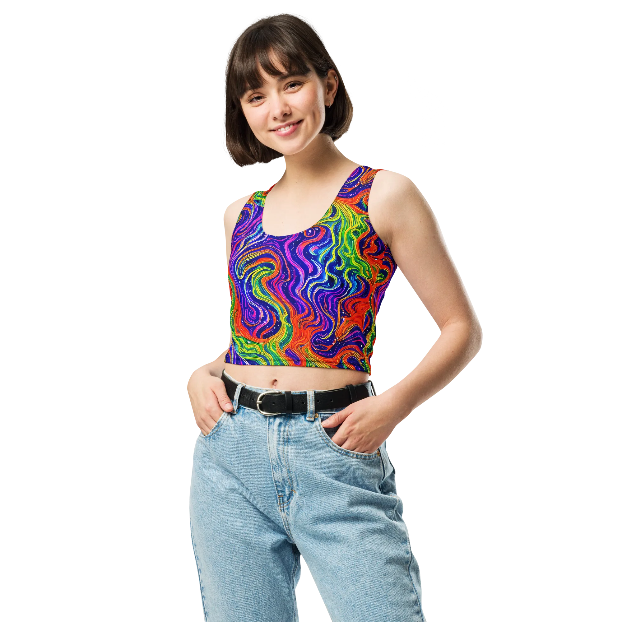 Kaleidoscope Tide on Crop Top — Front
