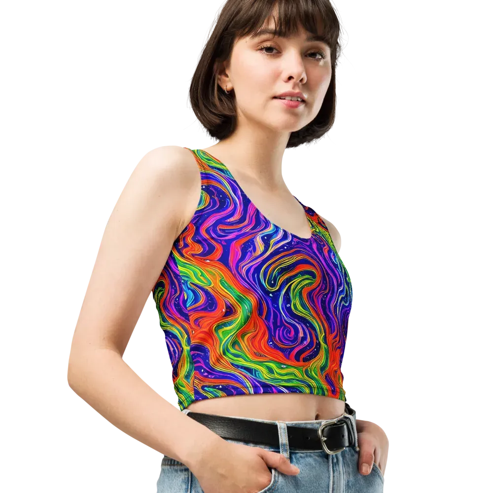 Kaleidoscope Tide on Crop Top — Right Front