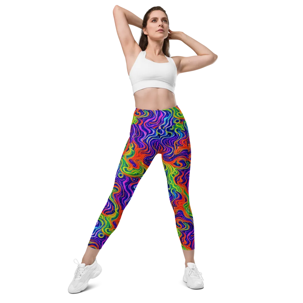 Kaleidoscope Tide on Leggings with Pockets — Front