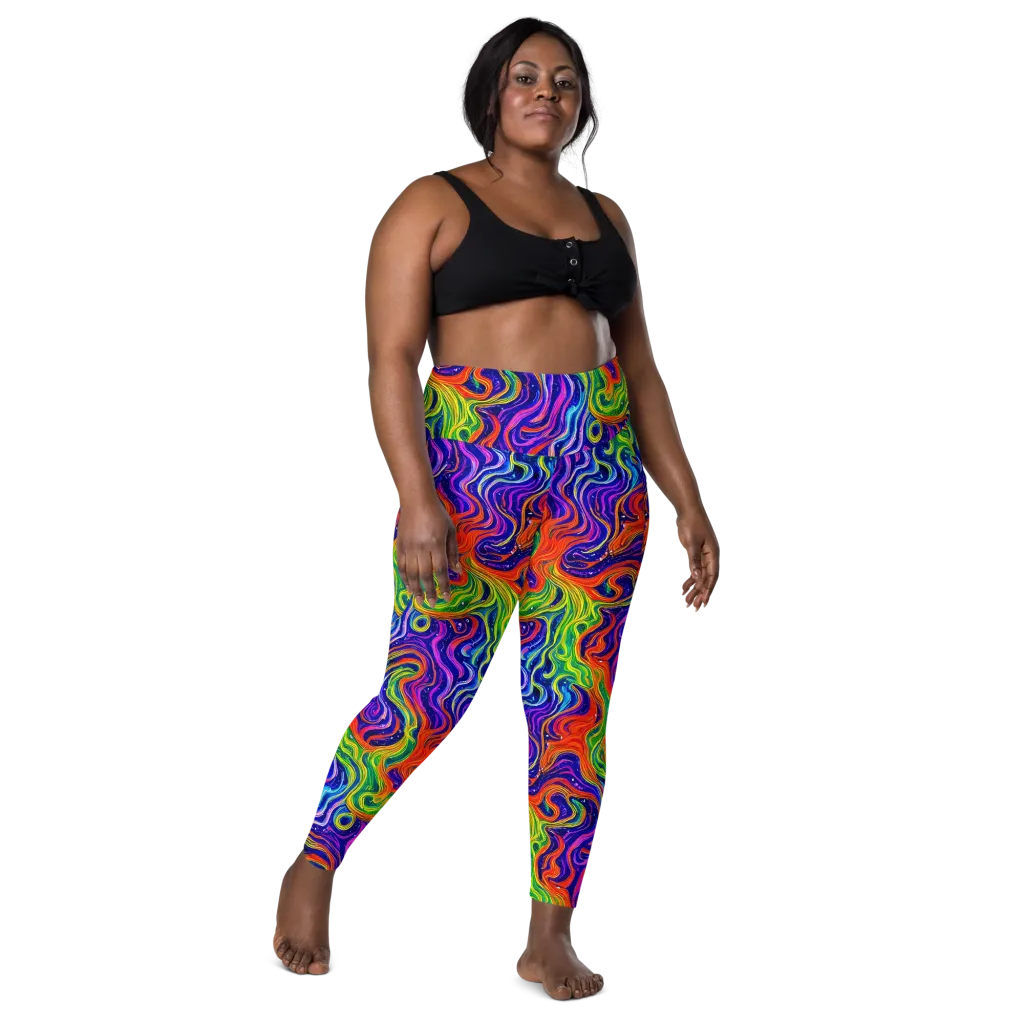 Kaleidoscope Tide on Leggings with Pockets — Front