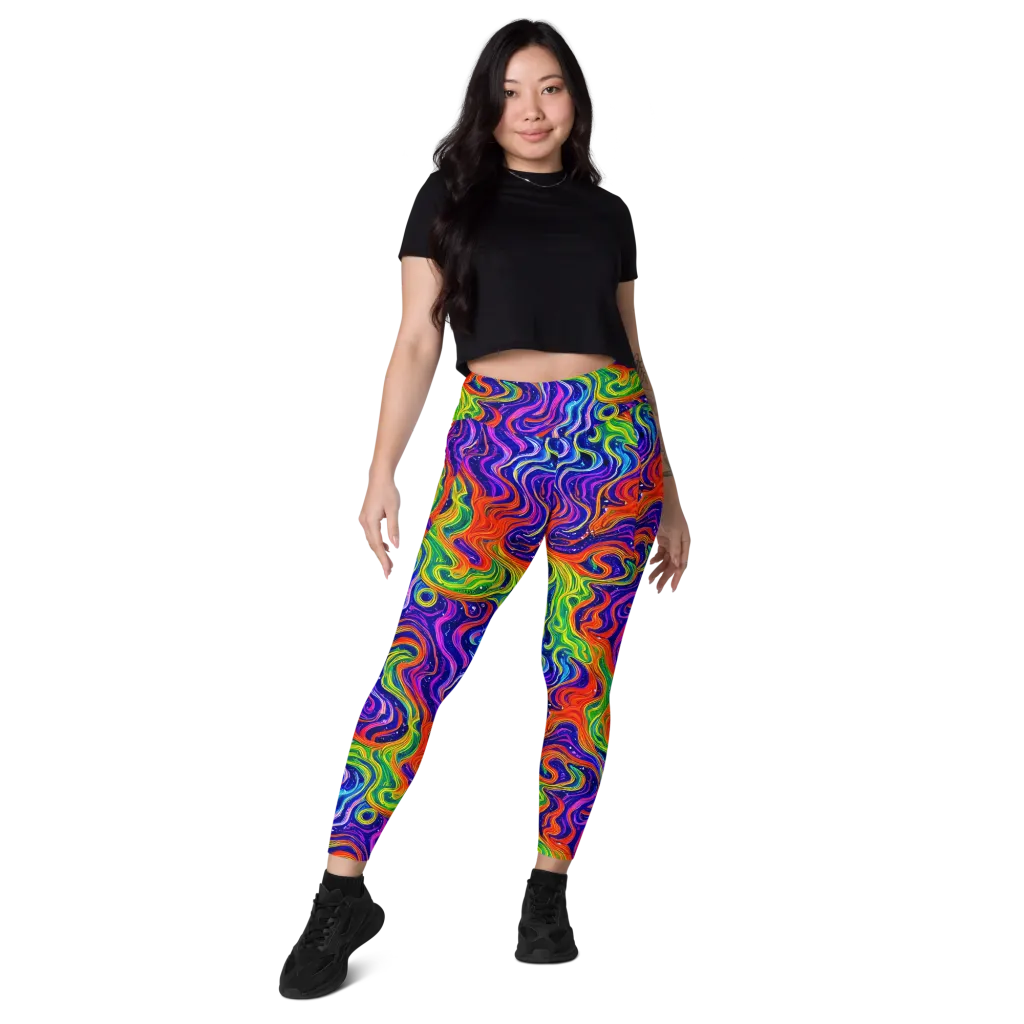 Kaleidoscope Tide on Leggings with Pockets — Front