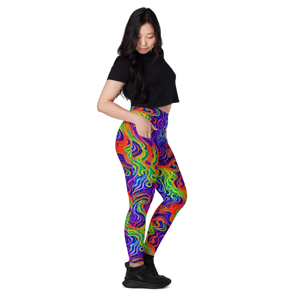 Kaleidoscope Tide on Leggings with Pockets — Right