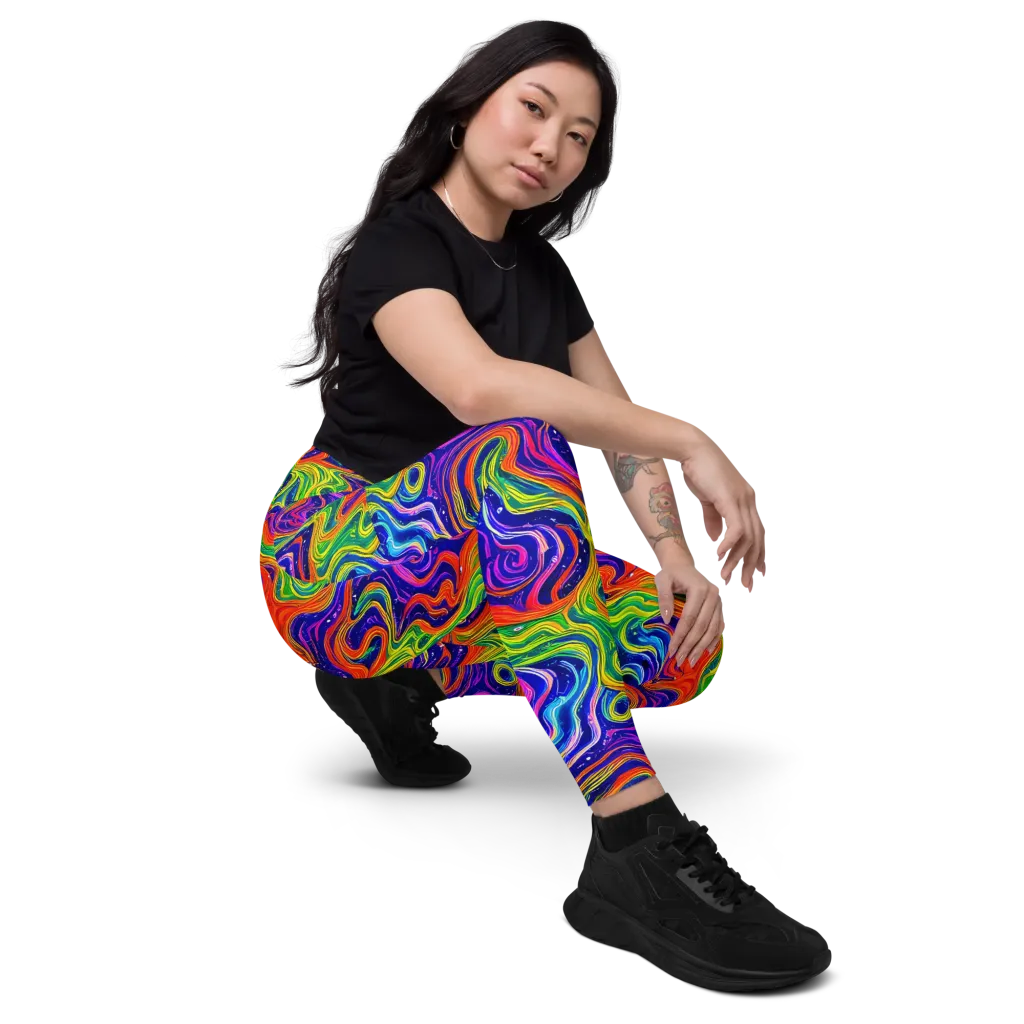Kaleidoscope Tide on Leggings with Pockets — Right Front