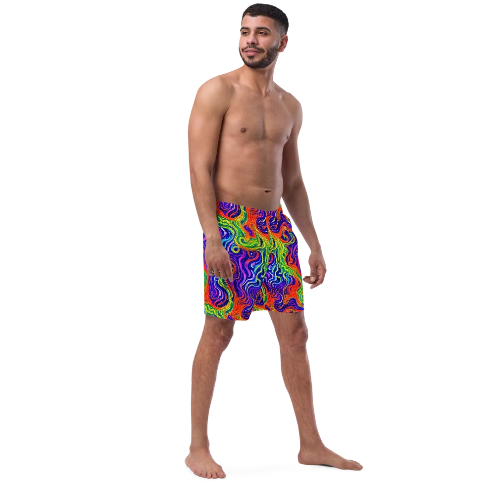 Kaleidoscope Tide on Swim Trunks — Right Front