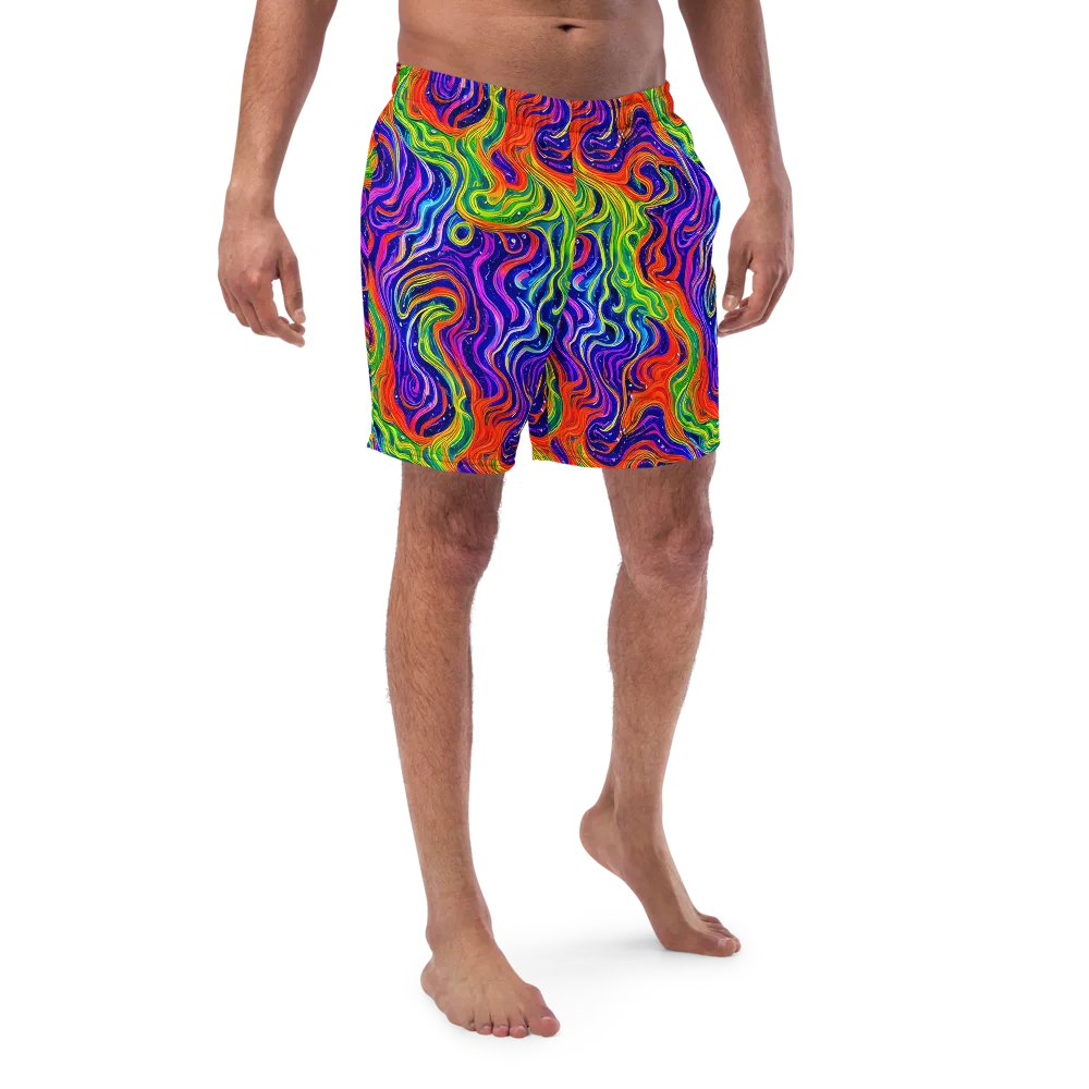 Kaleidoscope Tide on Swim Trunks — Front