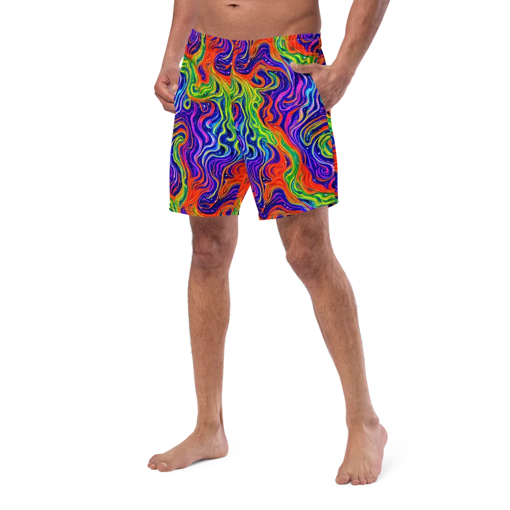 Kaleidoscope Tide on Swim Trunks — Left Front