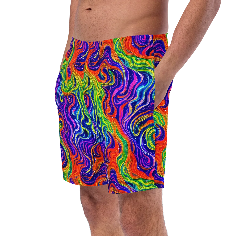 Kaleidoscope Tide on Swim Trunks — Left Front