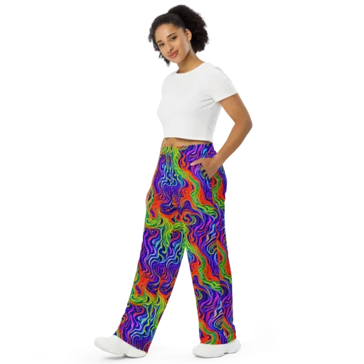 Kaleidoscope Tide on a Wide-Leg Pants